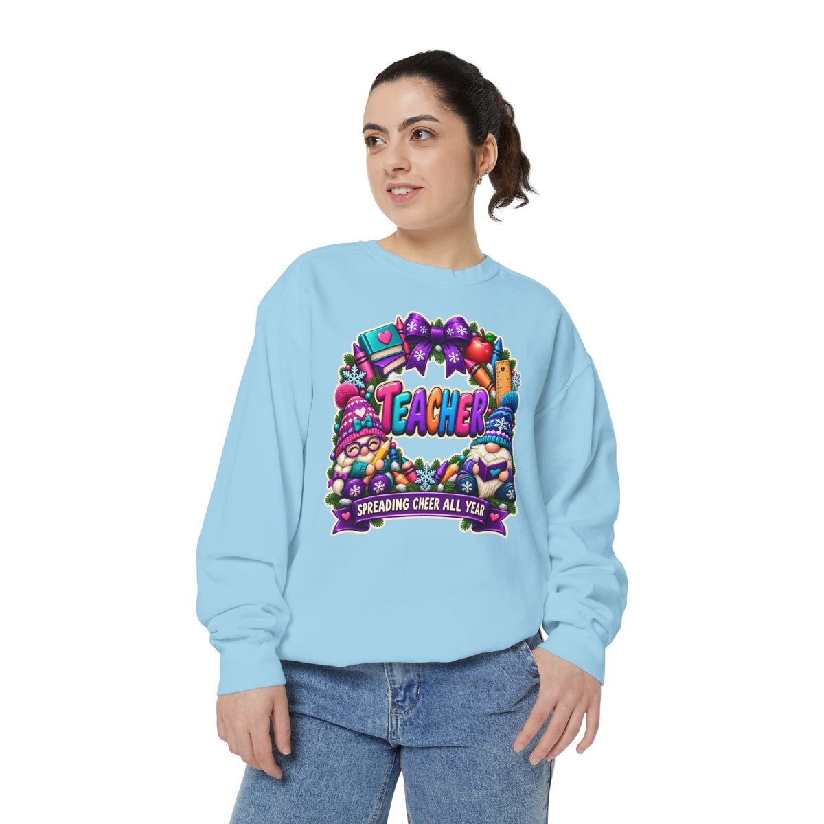 Teacher Spreading Gnomes Cheer All Year Christmas Sweatshirt
