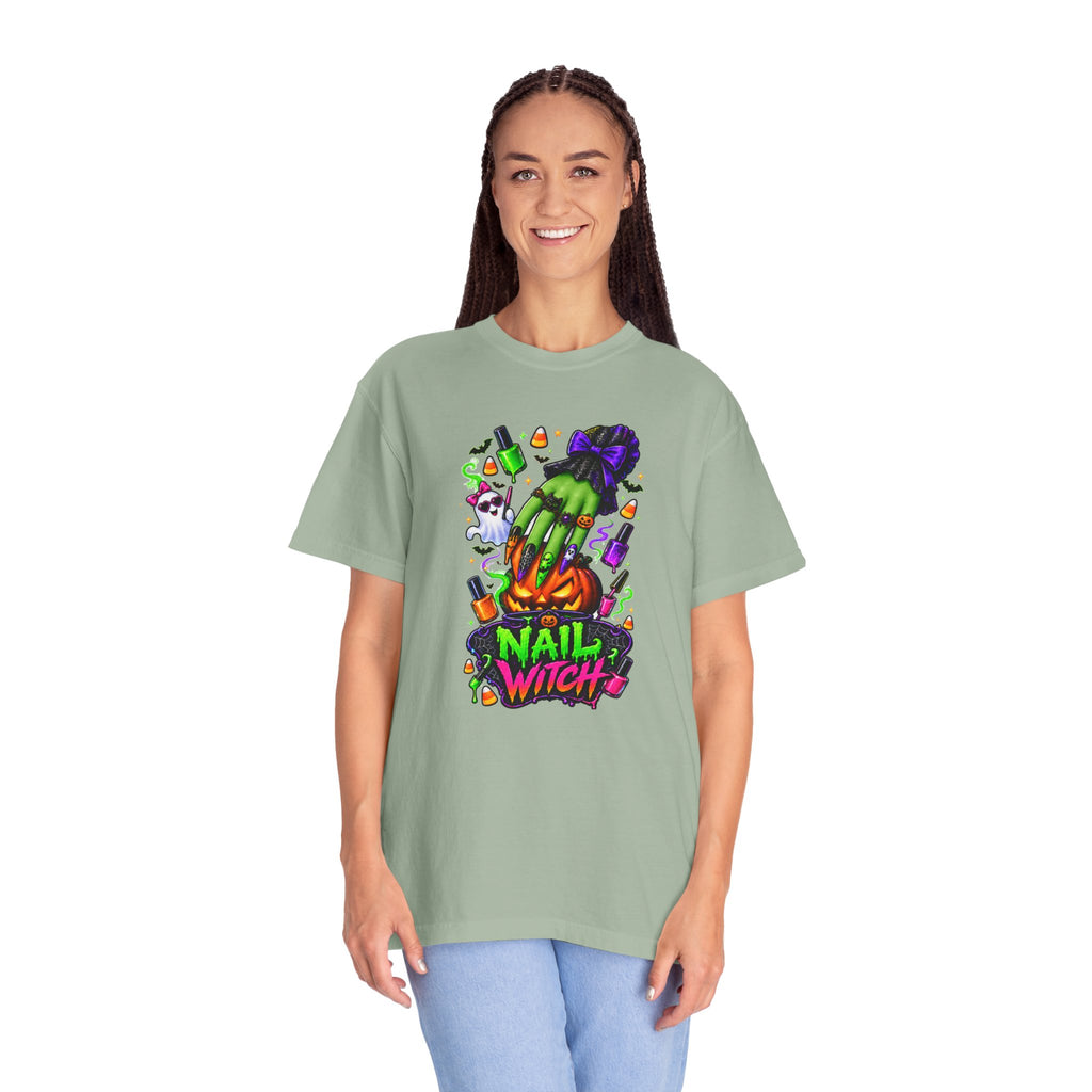 Nail Witch Halloween Tee – Adult Unisex Nail Tech & Beauty Salon Shirt