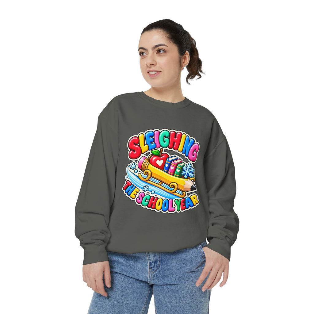 Sleighing the School Year Christmas Sweatshirt 📚🍎❄️