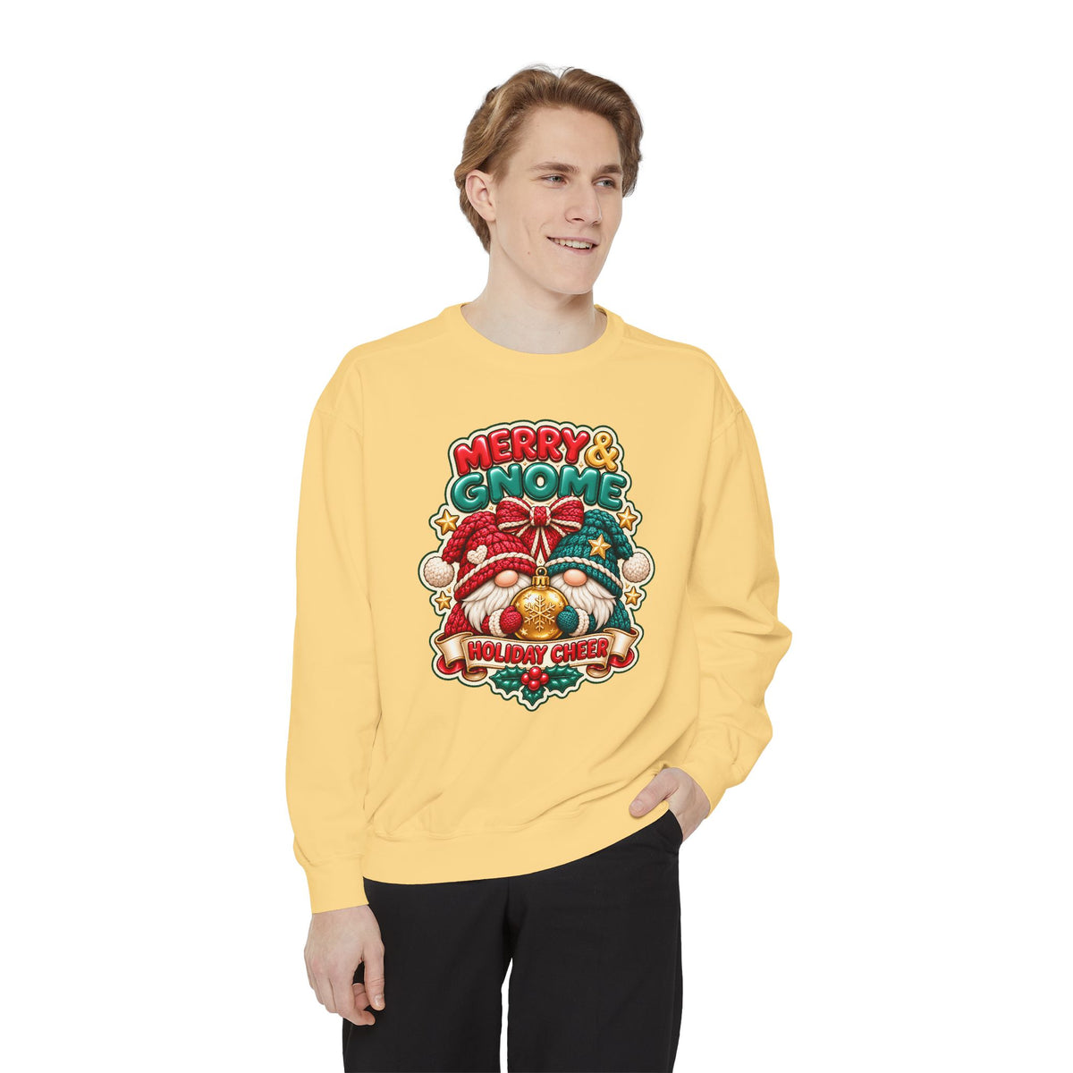 Merry and Gnome Holiday Cheer Sweatshirt — Cute Christmas Design