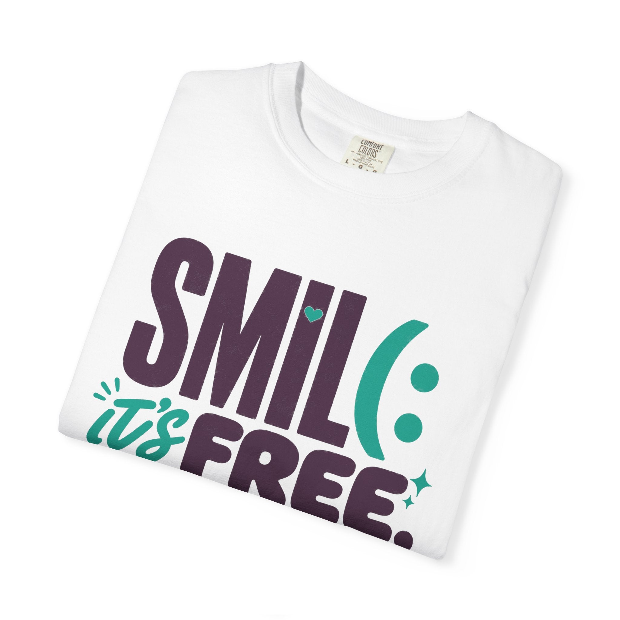 SMIL(: IT’S FREE. Plum & Teal Garment-Dyed Graphic Tee