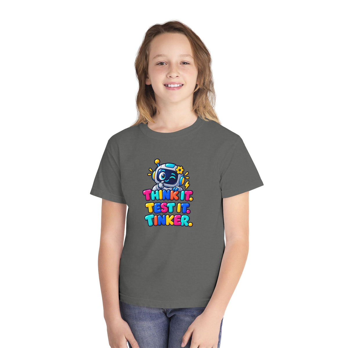 🤖 Think It. Test It. Tinker." Robot STEM Graphic Kids Tee