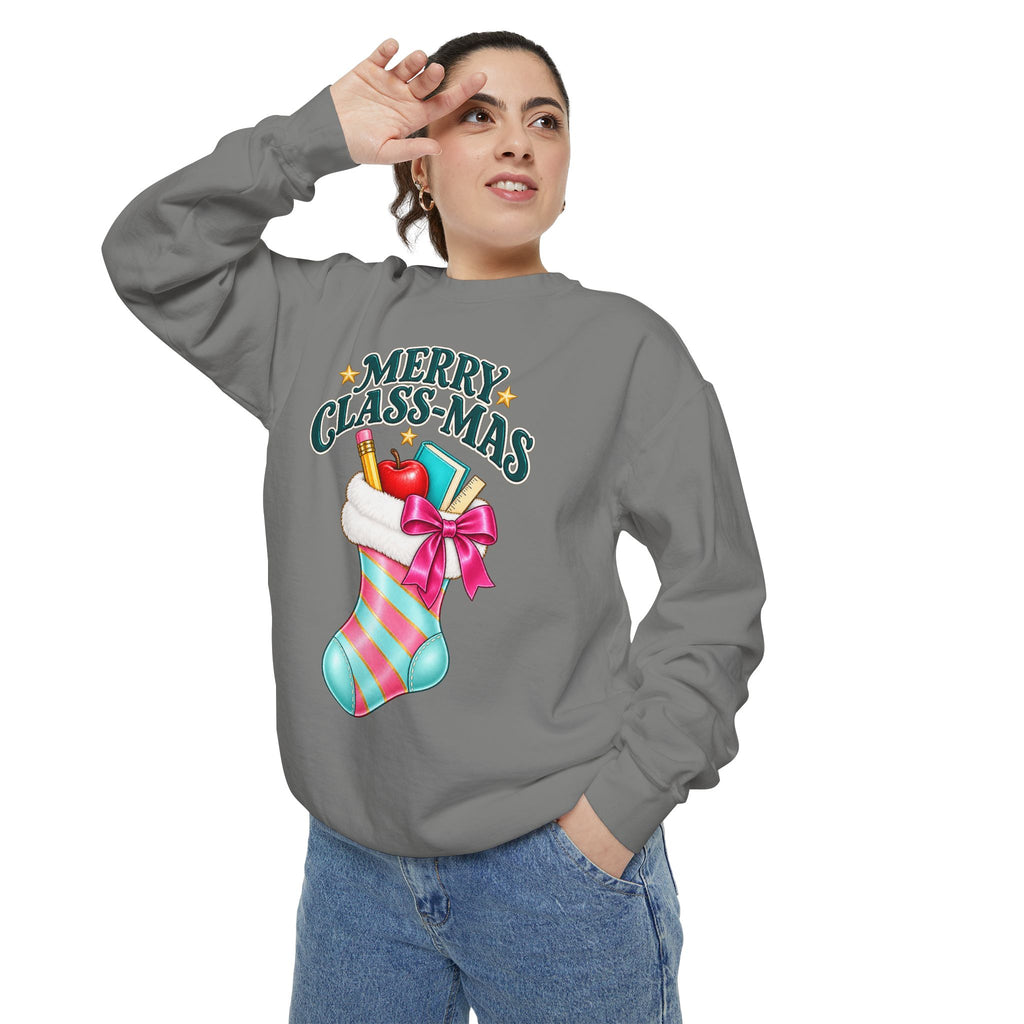 Merry Class-mas Sweatshirt — Christmas Teacher Holiday Stocking Crewneck