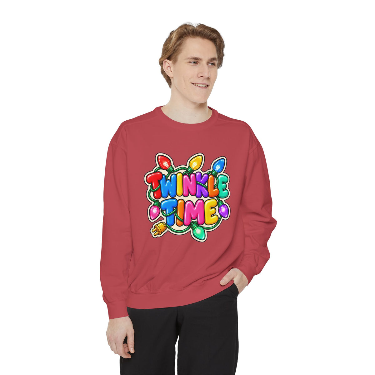 Twinkle Time Christmas - Colorful Holiday Light Graphic  Sweatshirt