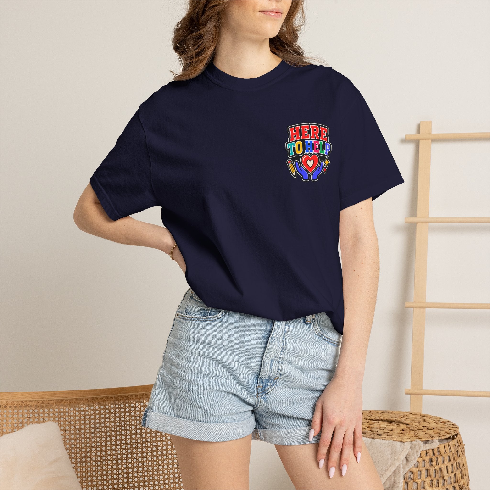 Here to Help School Support Staff Comfort Colors® Tee 🍎✏️