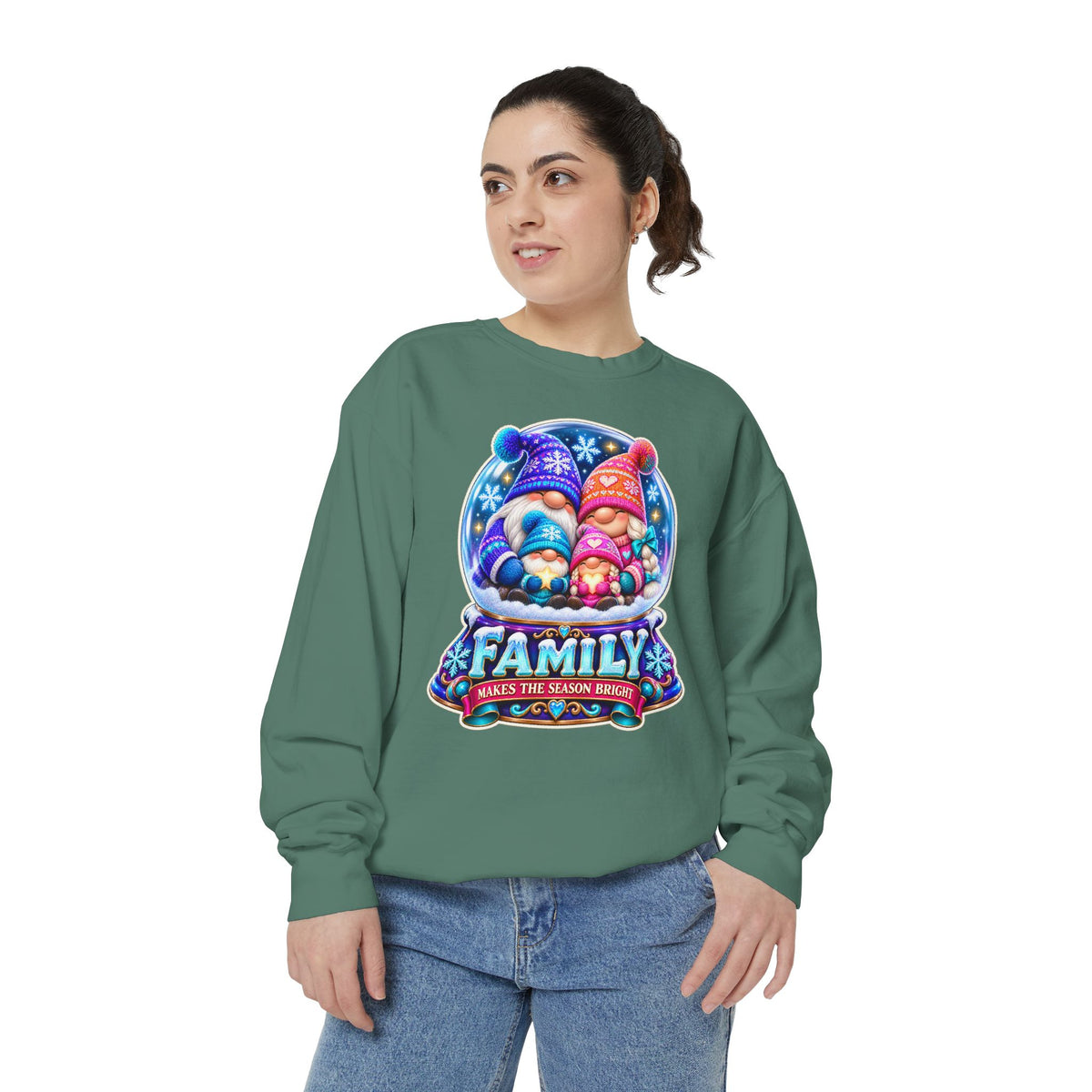Family Gnome Christmas Sweatshirt "Family Makes the Season Bright"