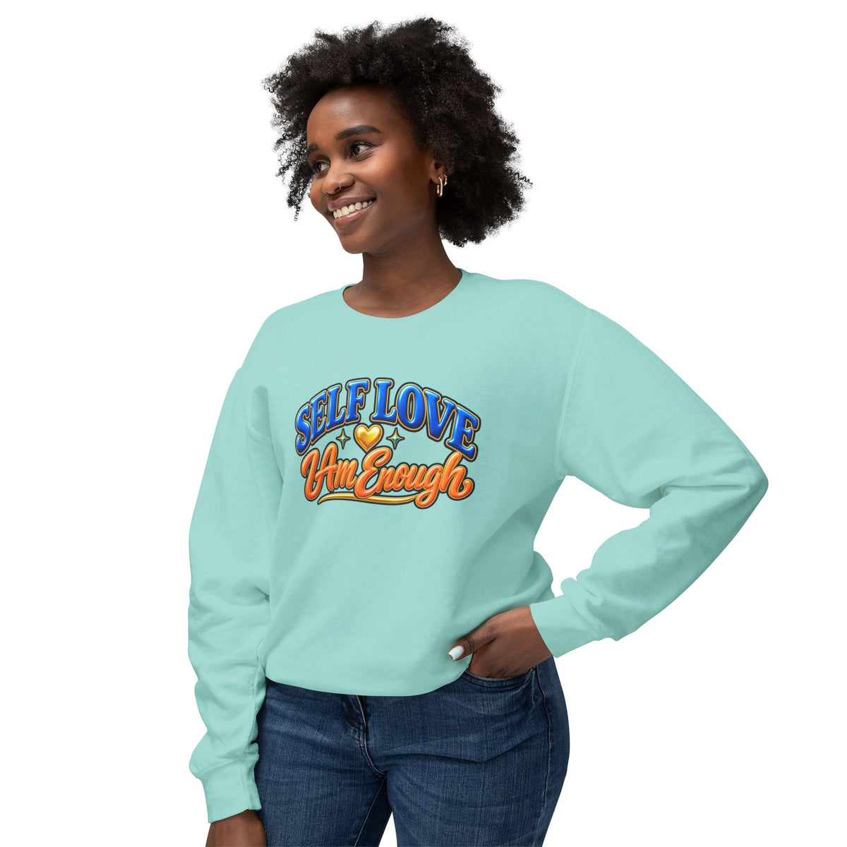 Self Love "I Am Enough" Crewneck Sweatshirt — Retro Positive Message Pullover