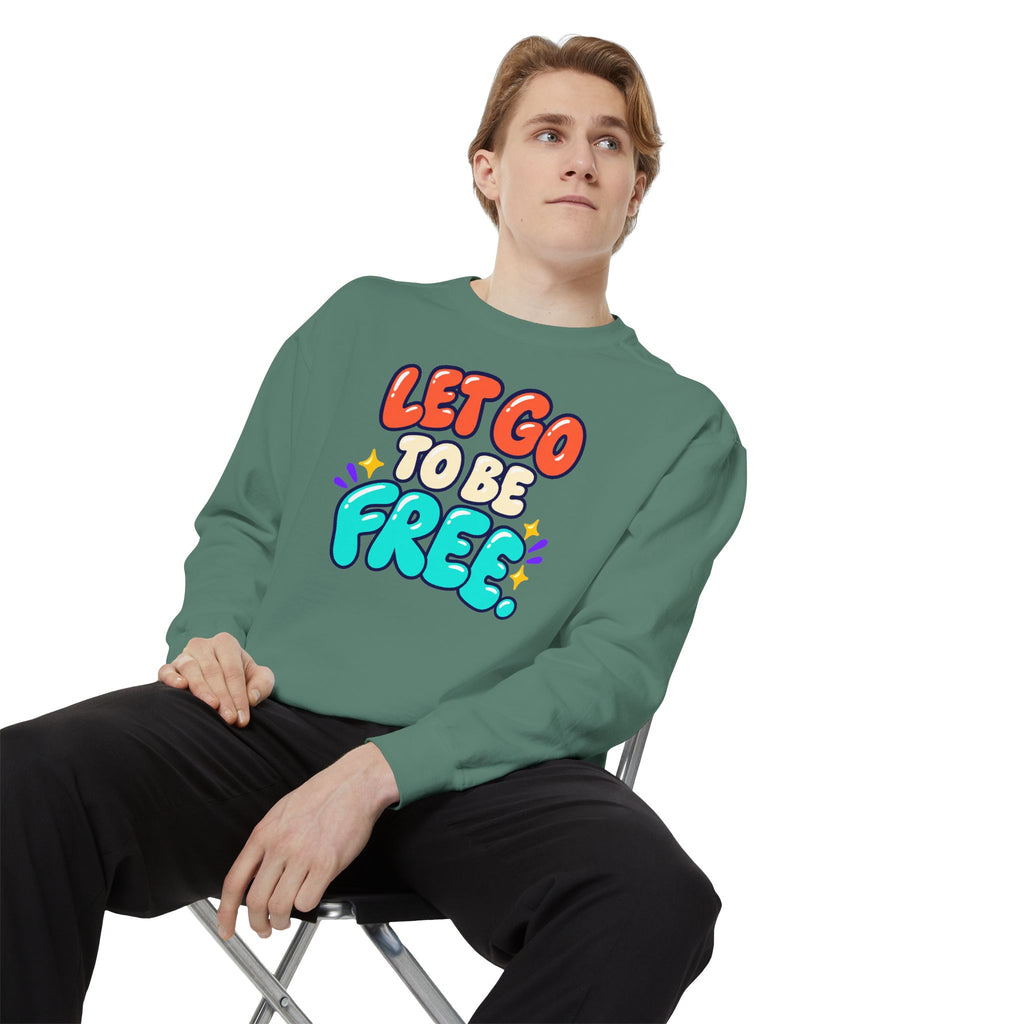 Let Go to Be Free Relaxed-Fit Sweatshirt — Lavender & Gray