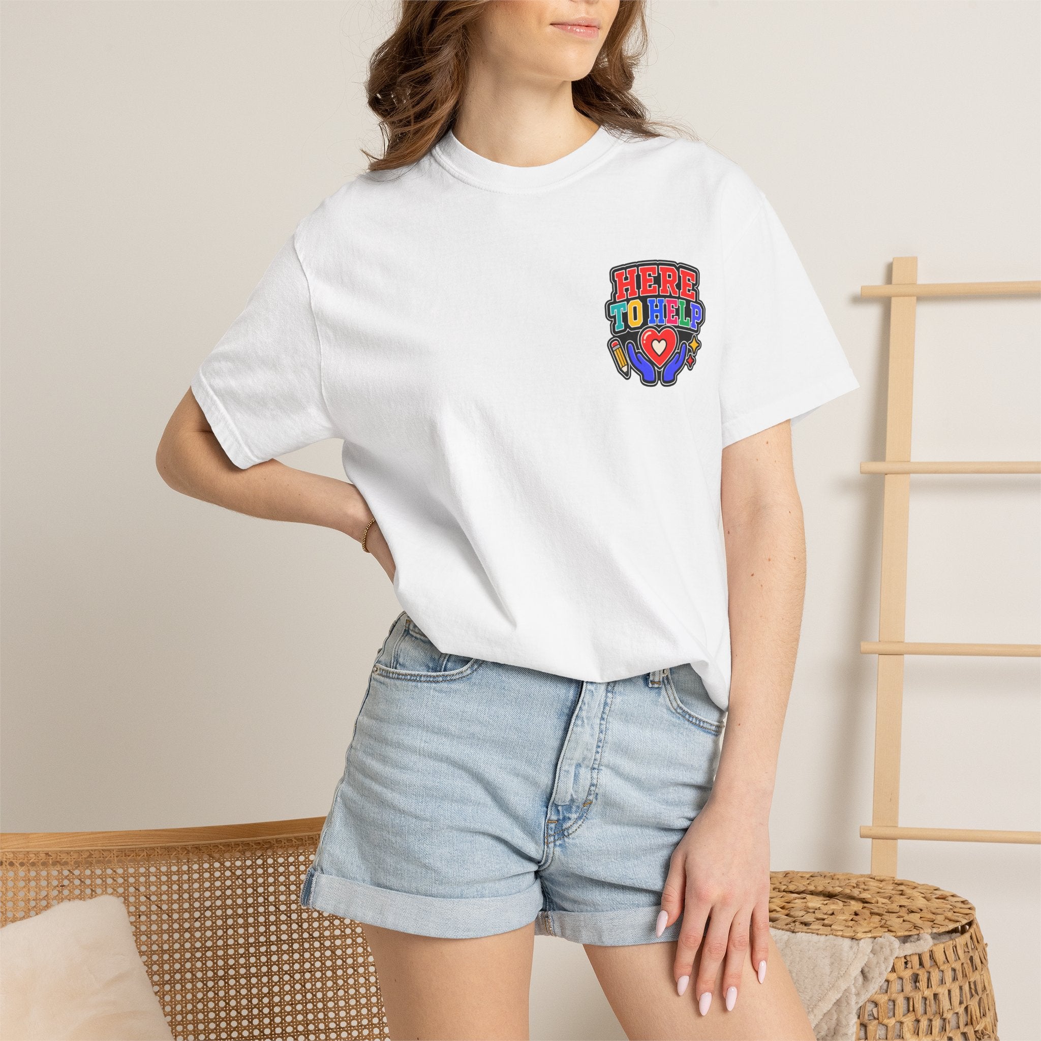 Here to Help School Support Staff Comfort Colors® Tee 🍎✏️