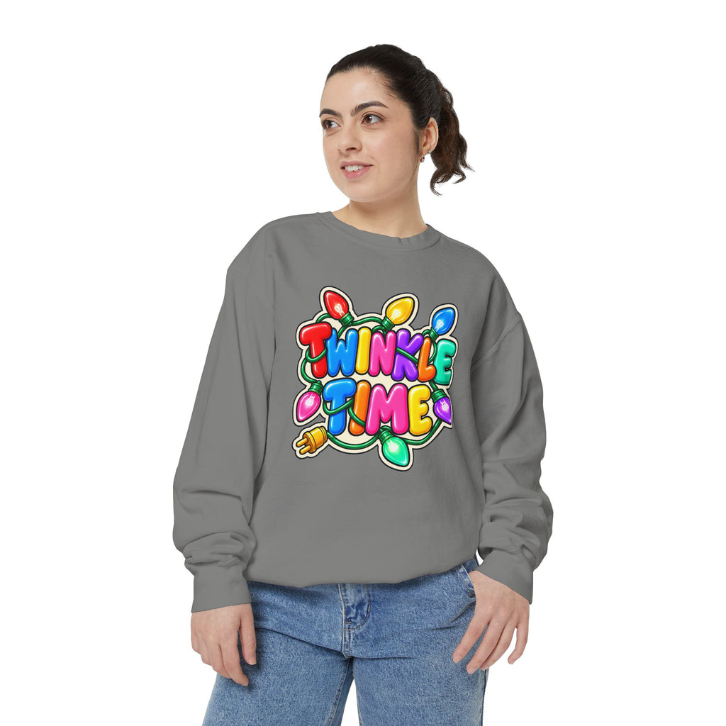Twinkle Time Christmas - Colorful Holiday Light Graphic  Sweatshirt