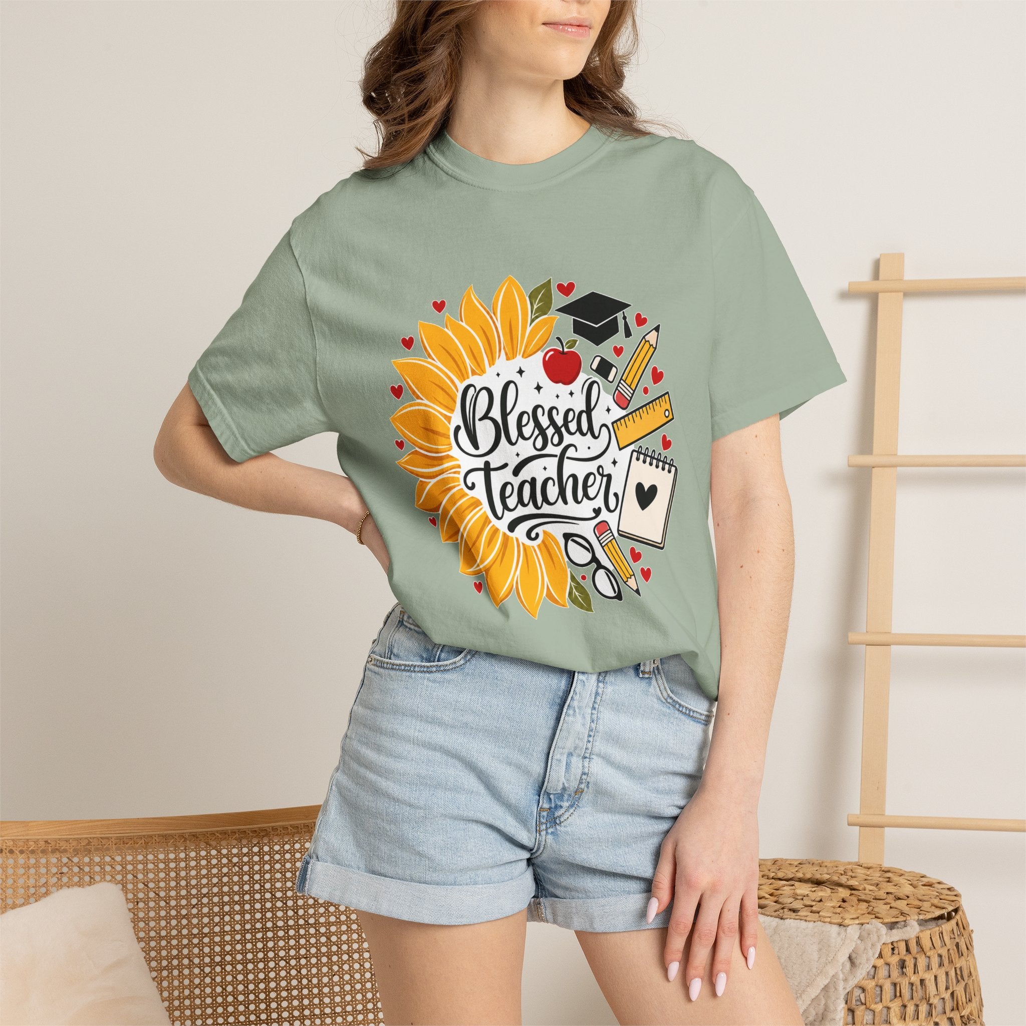 Blessed Teacher Heavyweight Tee 🌻📚✏️