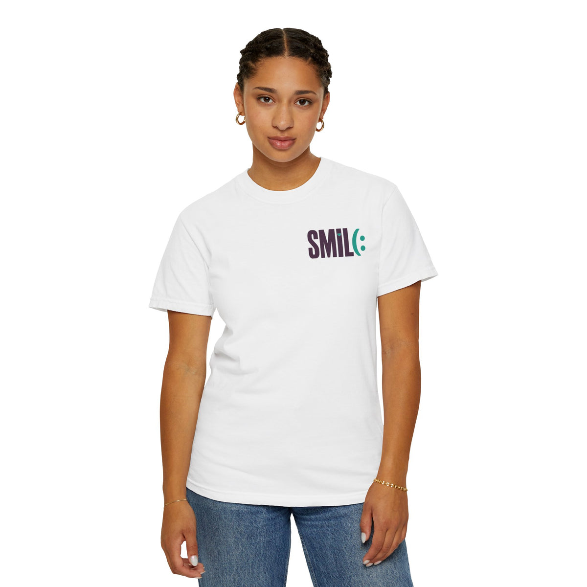 SMIL(: IT’S FREE. Front & Back Garment-Dyed Graphic Tee