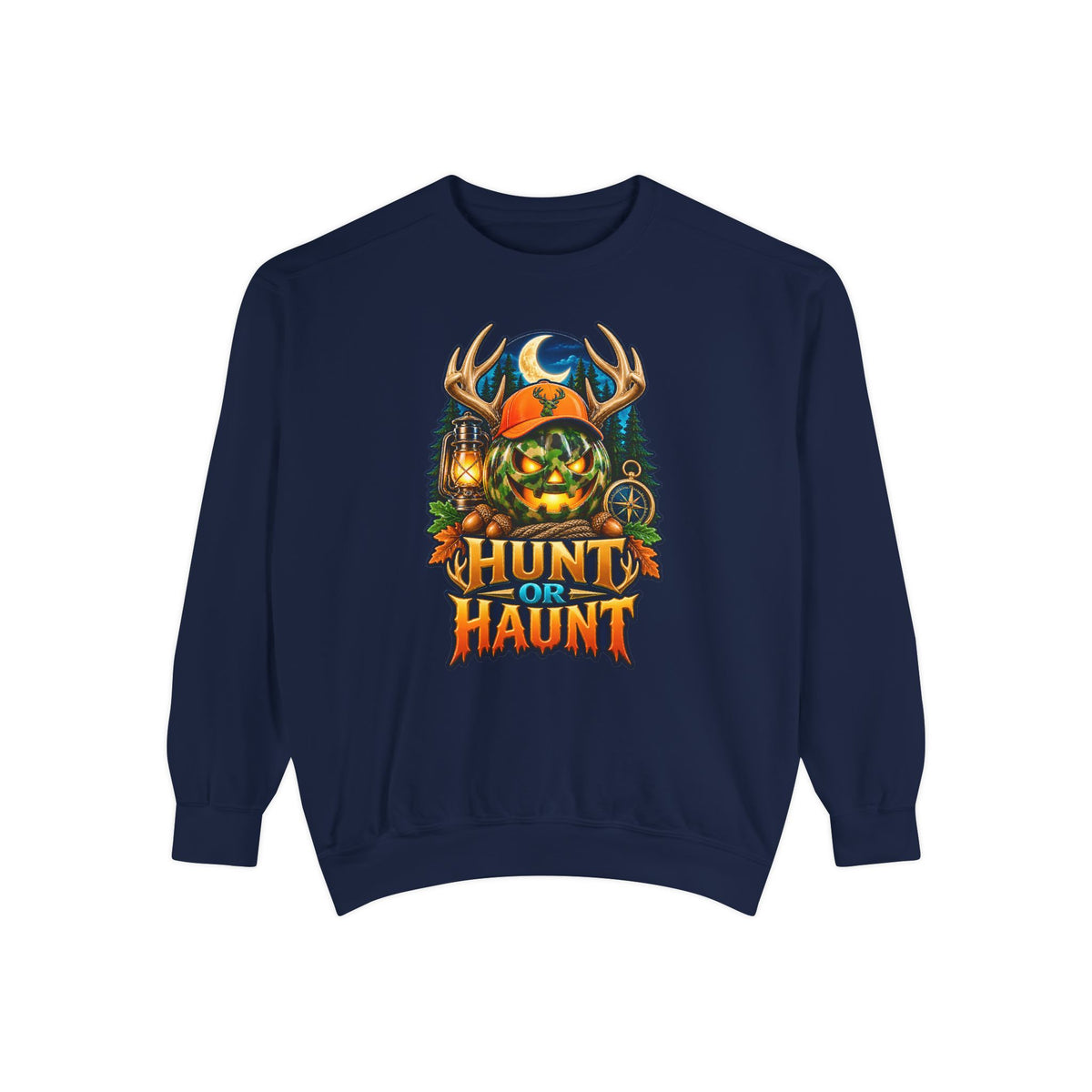 Hunt or Haunt Halloween Sweatshirt 🎃🍂 | Pumpkin Outdoor Crewneck