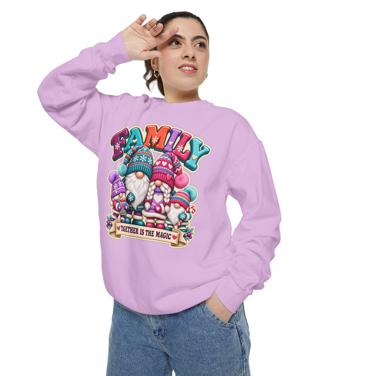 Family Gnomes "Together Is The Magic" Cozy Christmas Sweatshirt