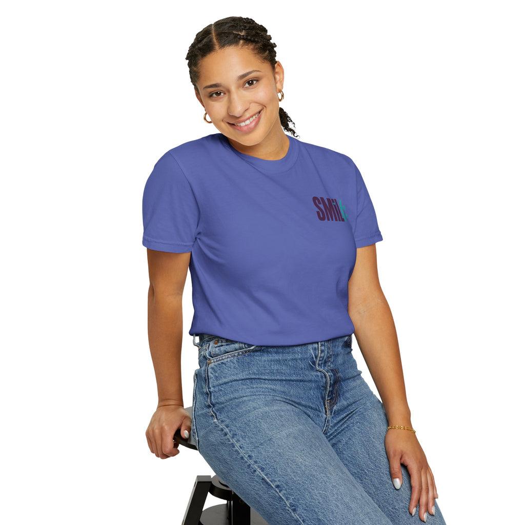 SMIL(: IT’S FREE. Front & Back Garment-Dyed Graphic Tee