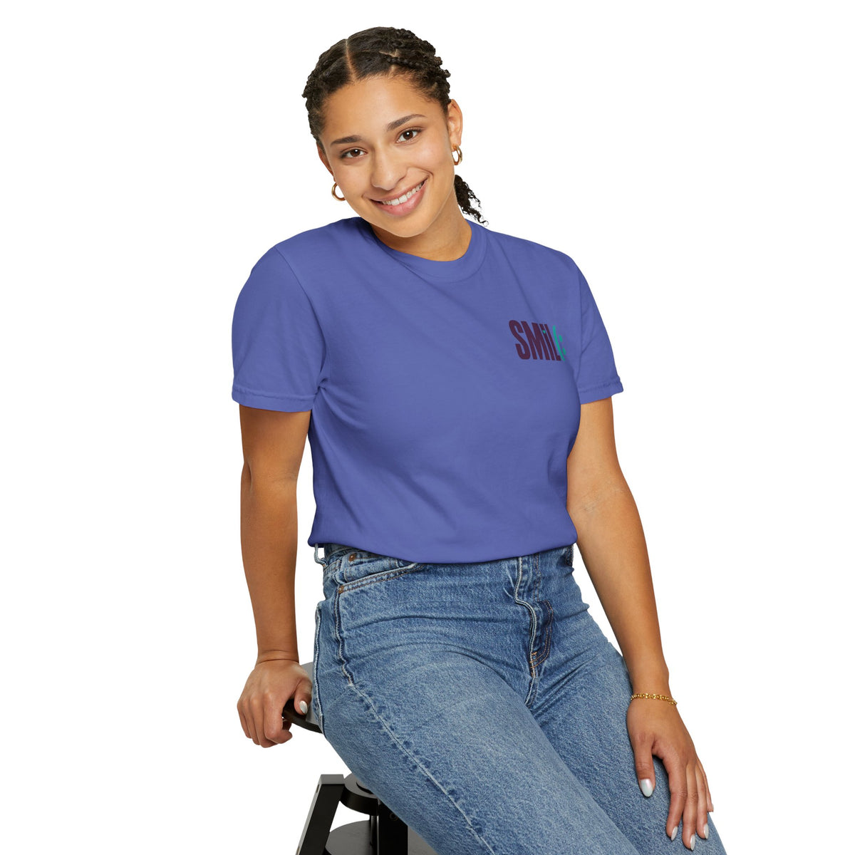 SMIL(: IT’S FREE. Front & Back Garment-Dyed Graphic Tee