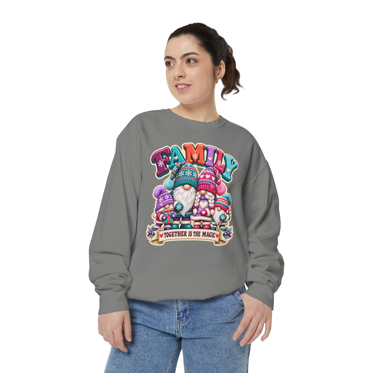 Family Gnomes "Together Is The Magic" Cozy Christmas Sweatshirt