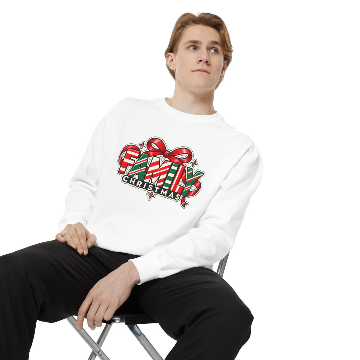 Family Christmas Candy Cane Holiday Sweatshirt