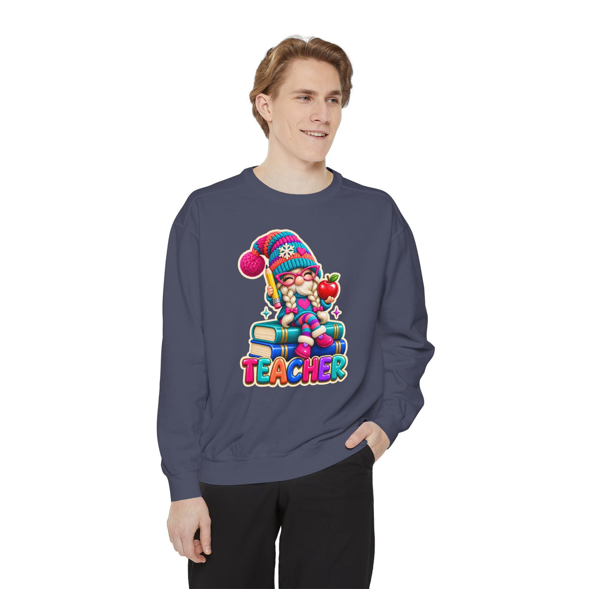 Teacher Gnome Book Lover Holiday Sweatshirt