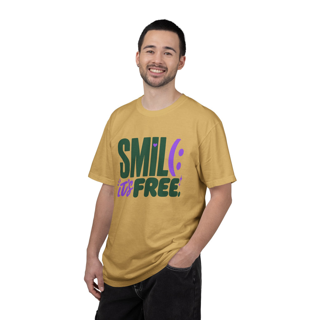 SMIL(: IT’S FREE. Forest Green & Purple Garment-Dyed Graphic Tee