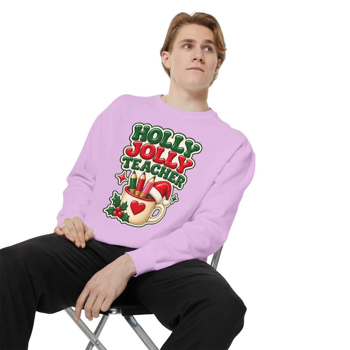 Holly Jolly Teacher Sweatshirt – Christmas Mug Holiday Teacher Gift