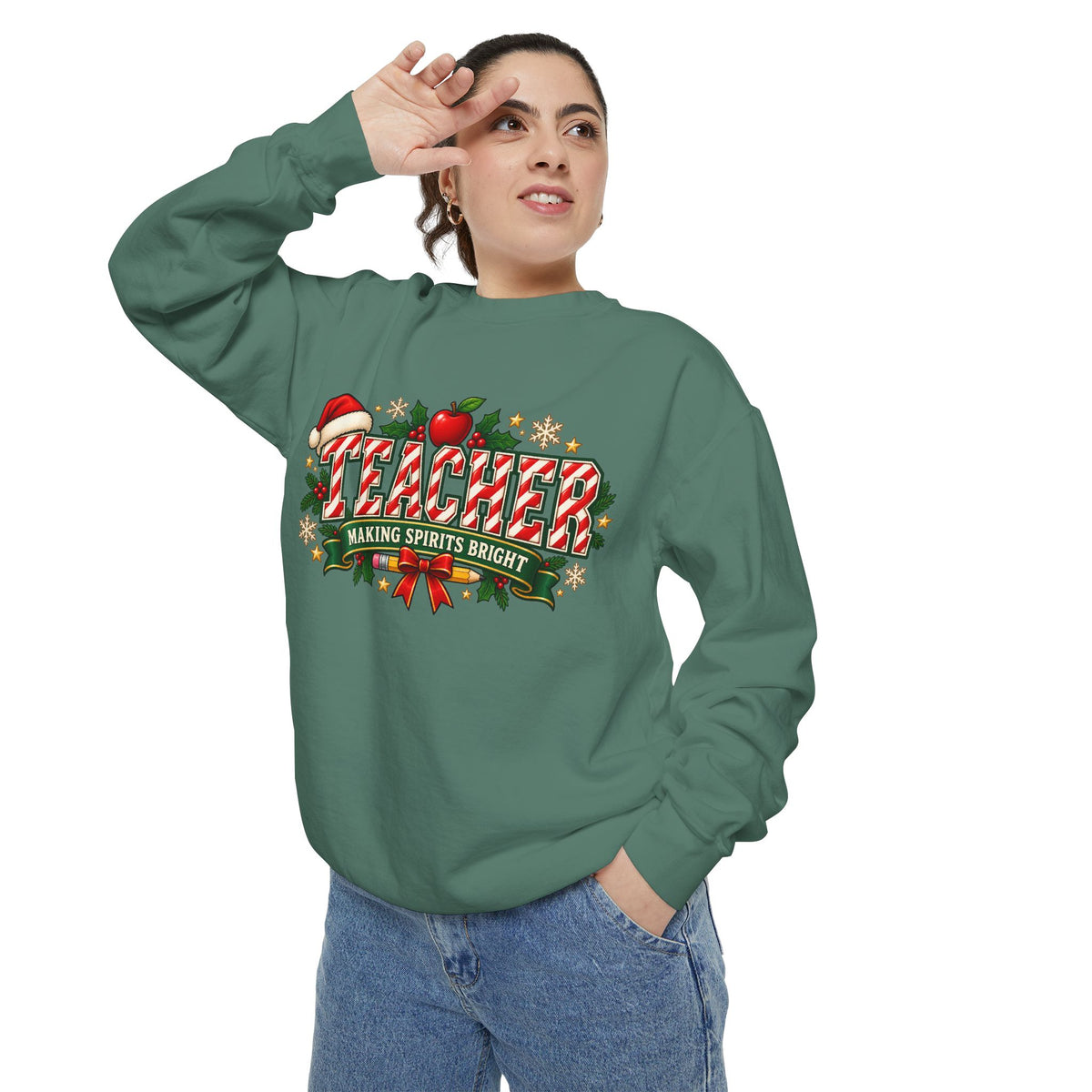 Teacher Making Spirits Bright Christmas Sweatshirt