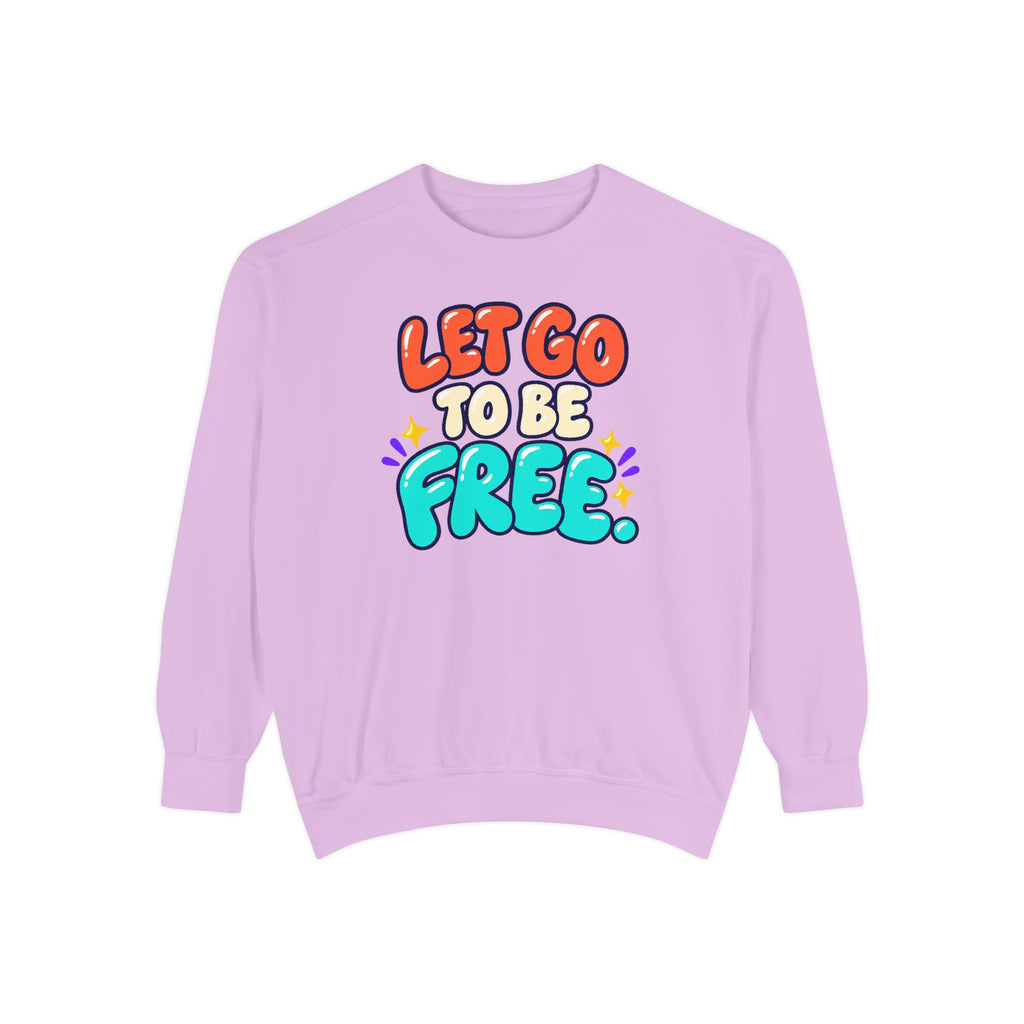 Let Go to Be Free Relaxed-Fit Sweatshirt — Lavender & Gray