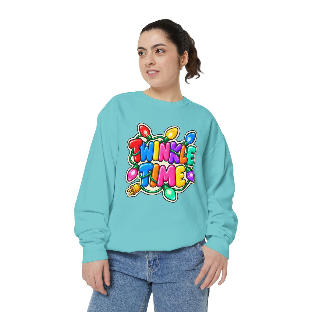 Twinkle Time Christmas - Colorful Holiday Light Graphic  Sweatshirt