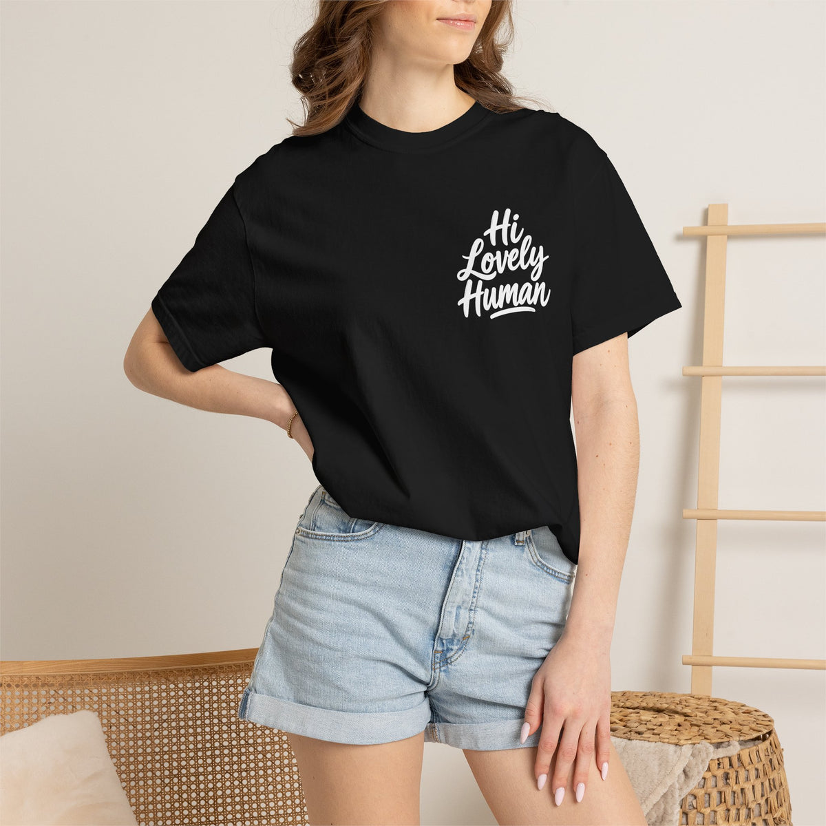 Hi Lovely Human — Inspirational Garment-Dyed Adult T-Shirt