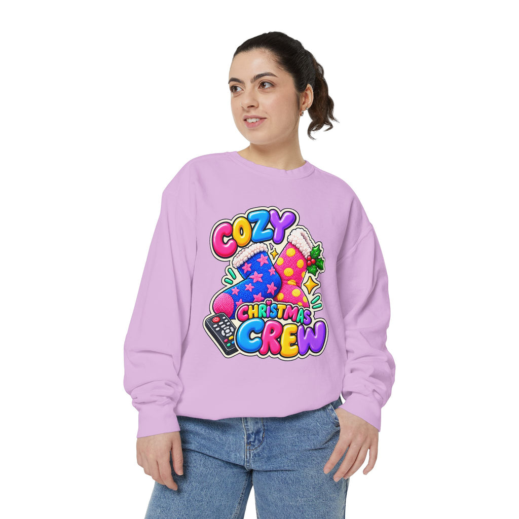 Cozy Christmas Crew Crewneck Sweatshirt 🧦🎄📺