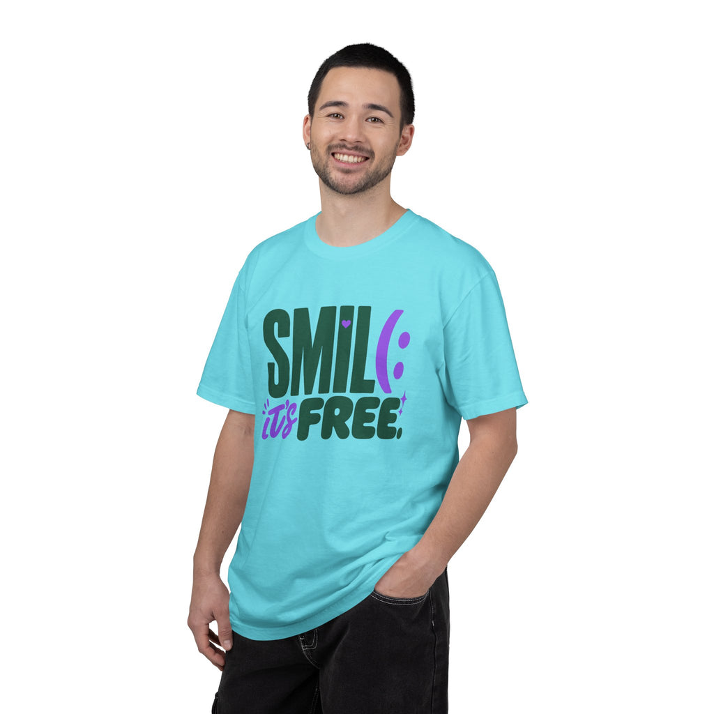 SMIL(: IT’S FREE. Forest Green & Purple Garment-Dyed Graphic Tee