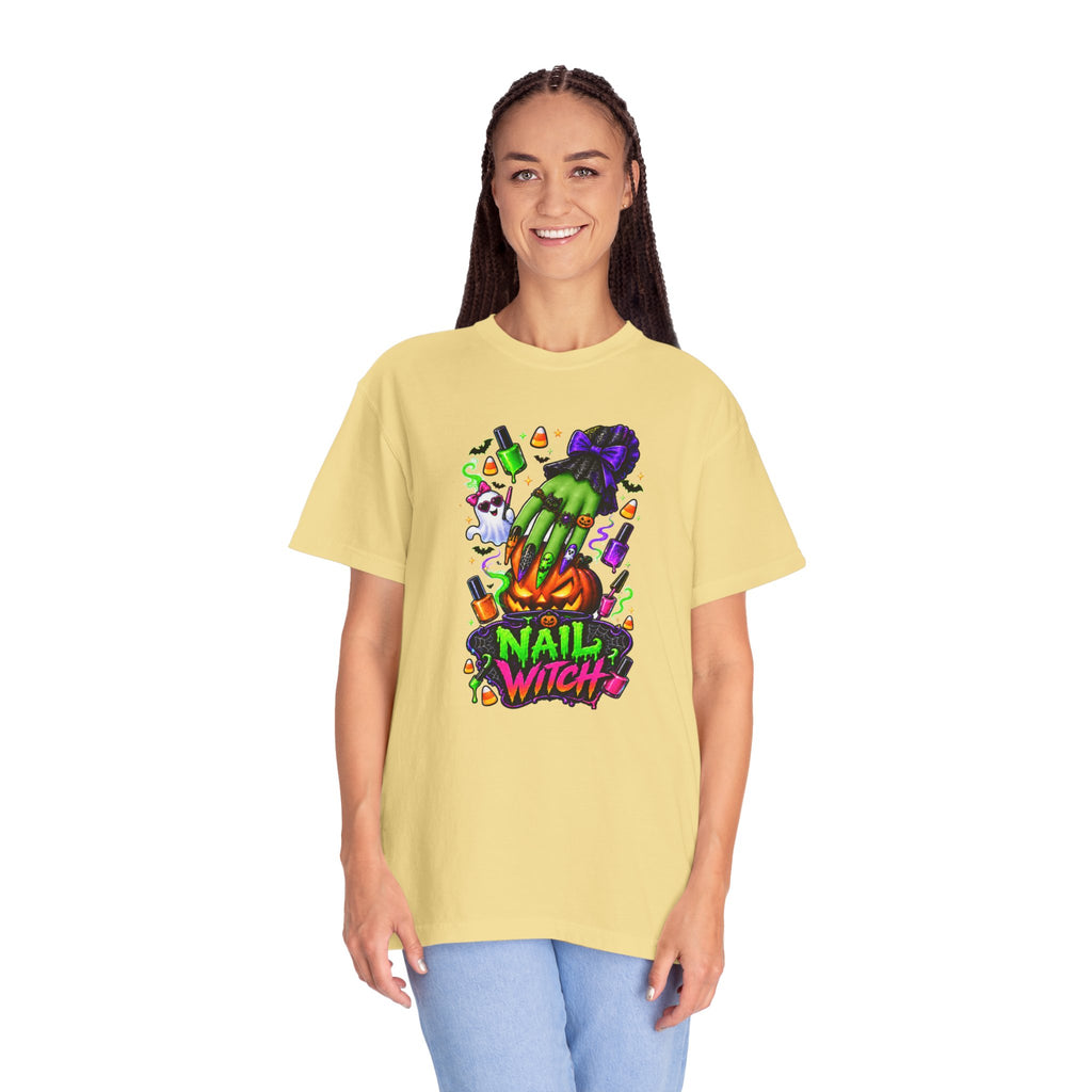 Nail Witch Halloween Tee – Adult Unisex Nail Tech & Beauty Salon Shirt