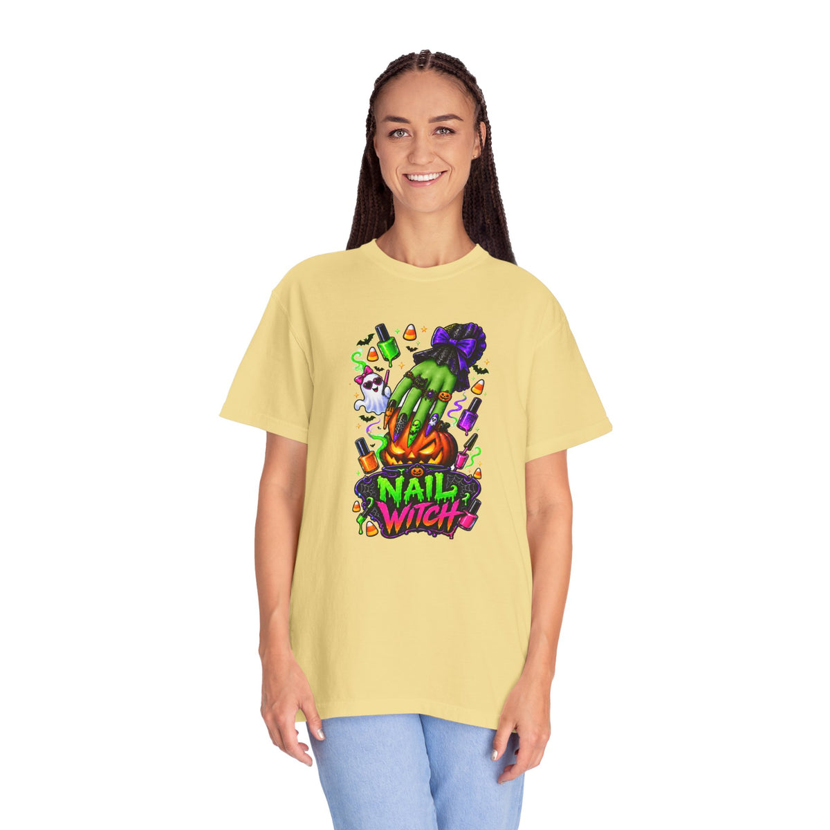 Nail Witch Halloween Tee – Adult Unisex Nail Tech & Beauty Salon Shirt