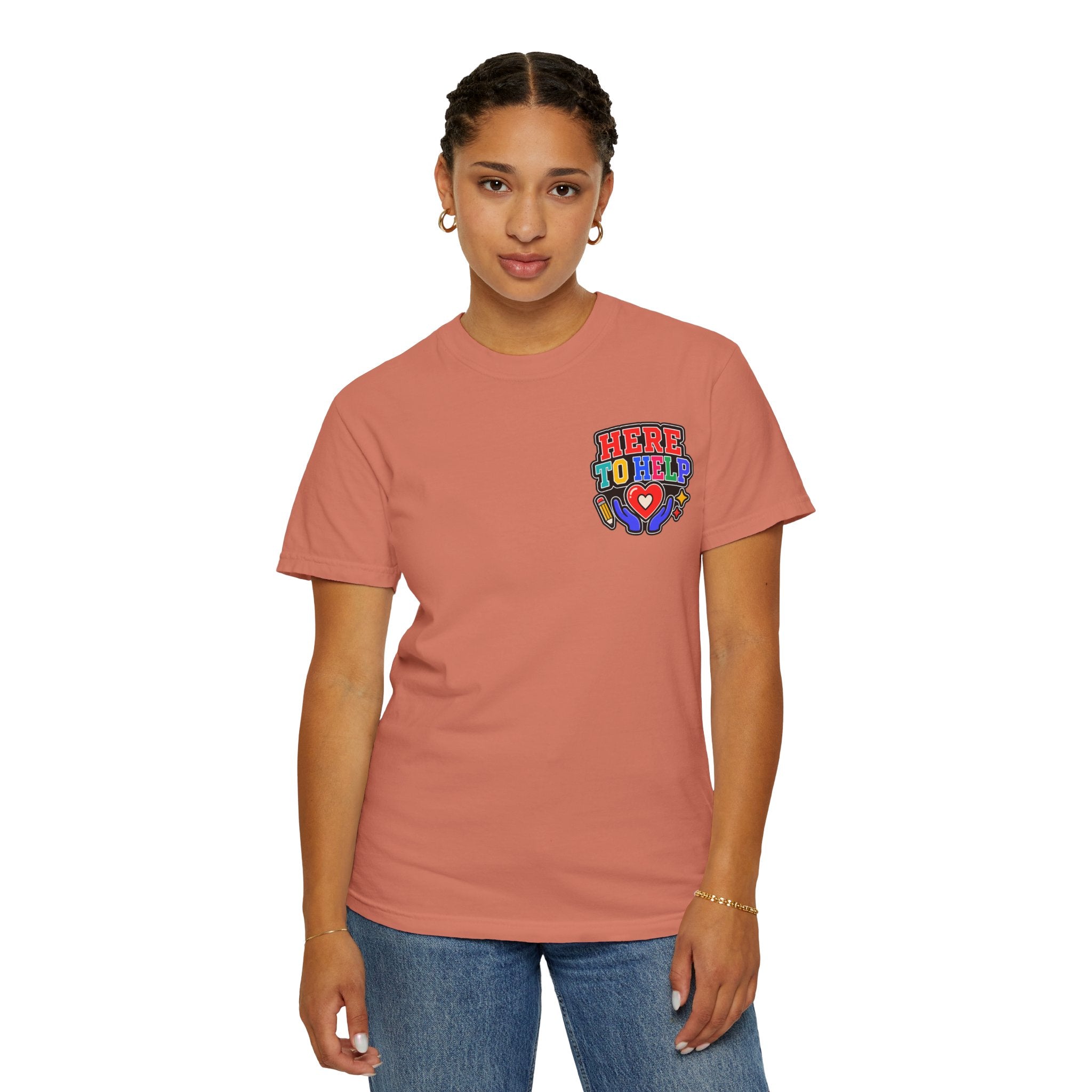 Here to Help School Support Staff Comfort Colors® Tee 🍎✏️