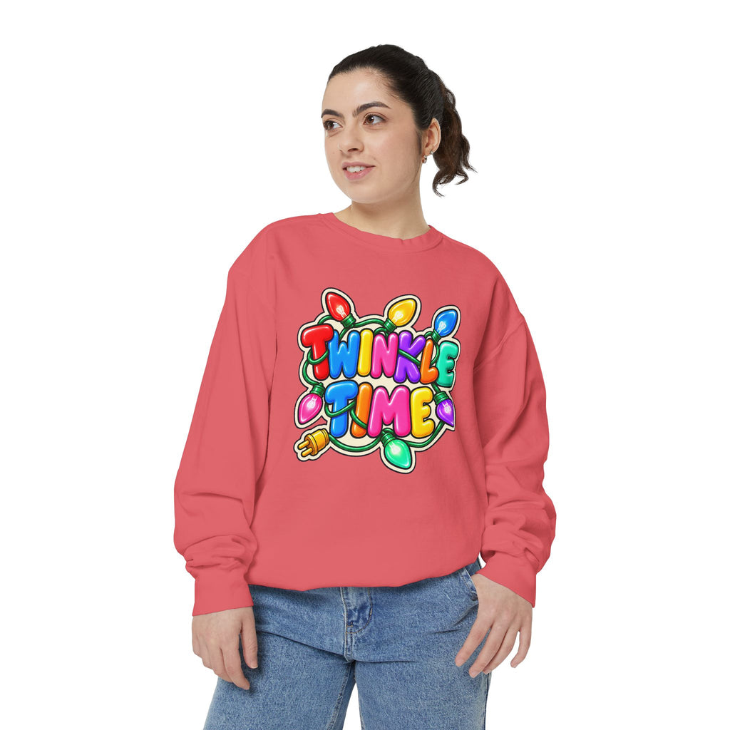 Twinkle Time Christmas - Colorful Holiday Light Graphic  Sweatshirt