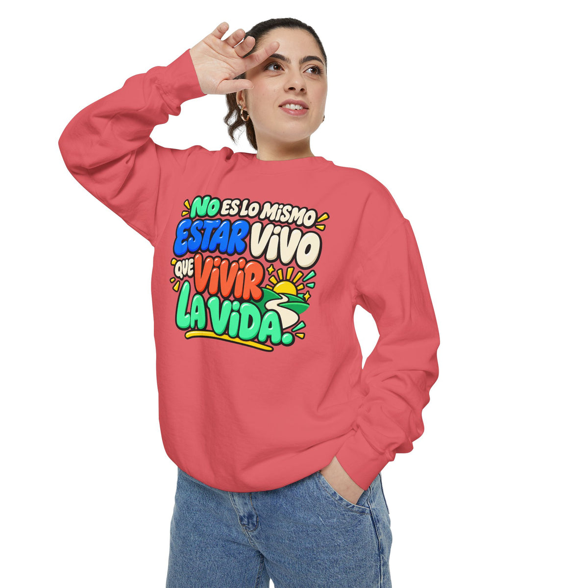 No Es Lo Mismo Estar Vivo Que Vivir la Vida Sweatshirt | Spanish Inspirational Crewneck 🌅✨