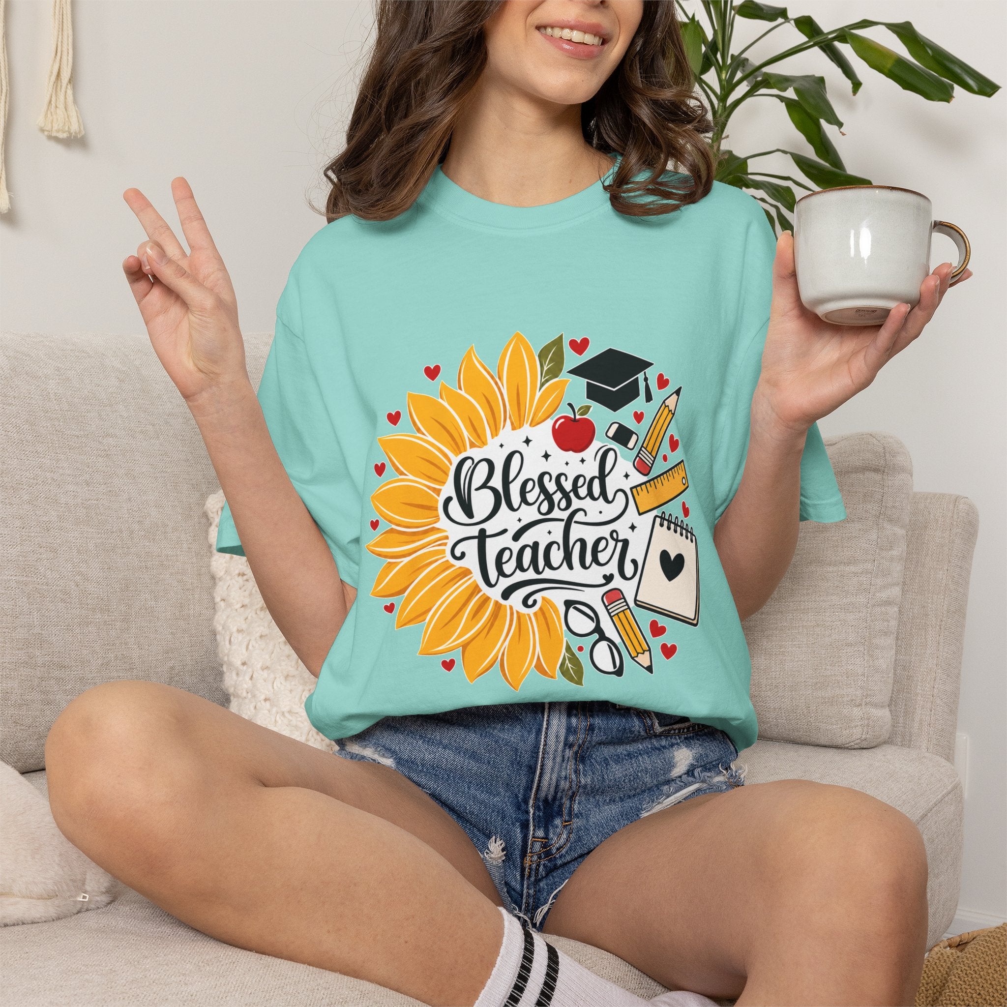 Blessed Teacher Heavyweight Tee 🌻📚✏️