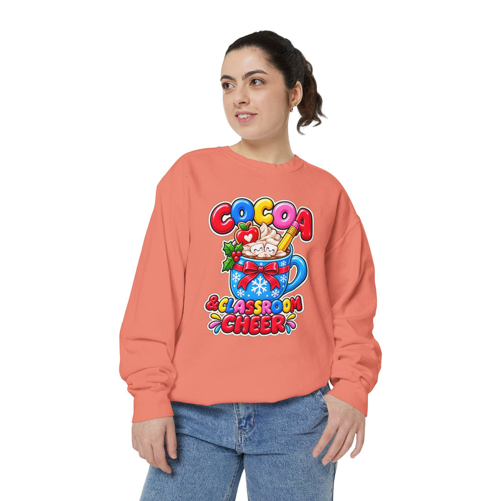 Cocoa and Classroom Cheer Christmas Sweatshirt ☕🍎❄️