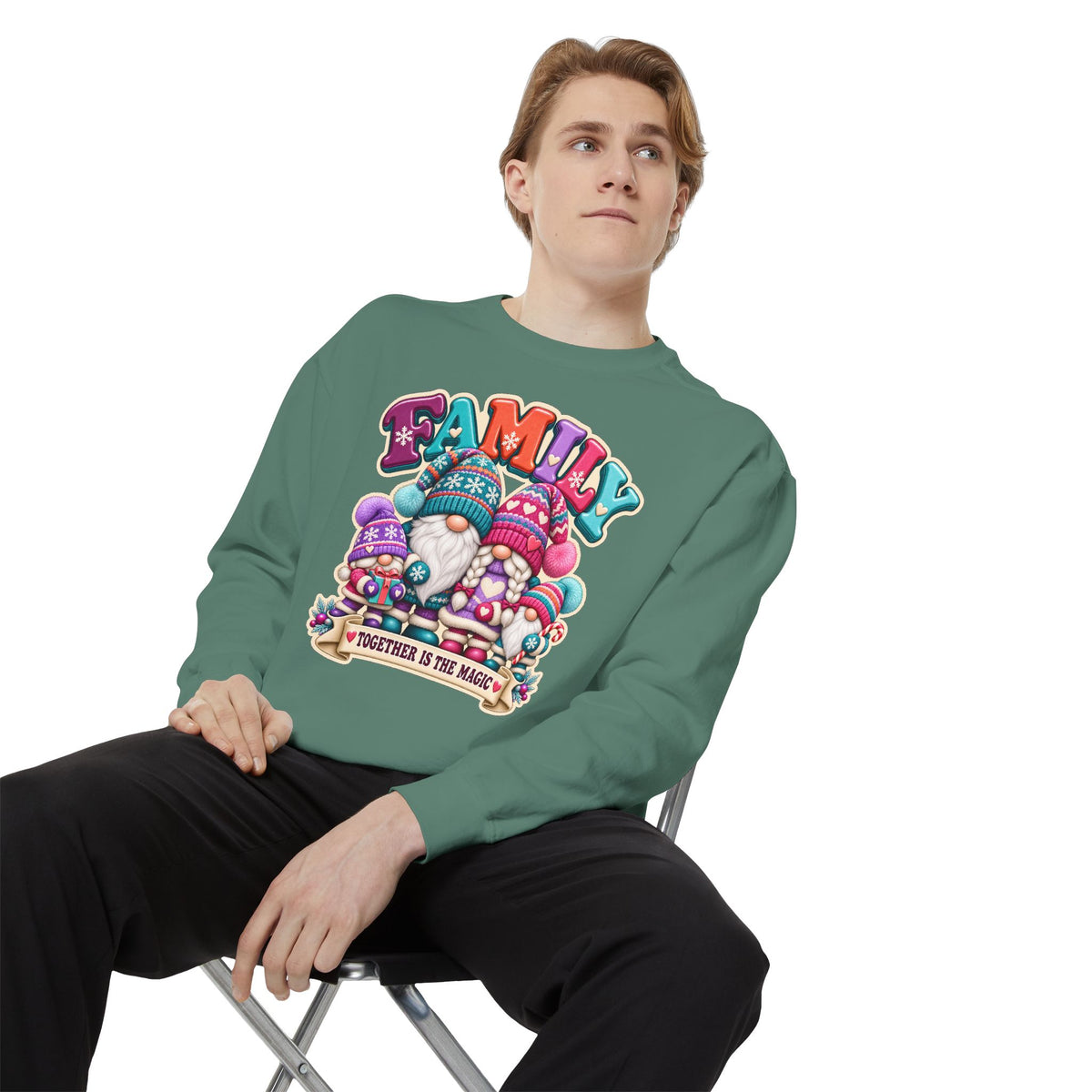 Family Gnomes "Together Is The Magic" Cozy Christmas Sweatshirt