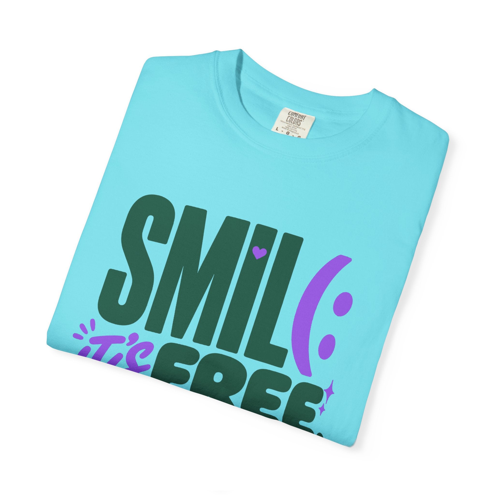 SMIL(: IT’S FREE. Forest Green & Purple Garment-Dyed Graphic Tee