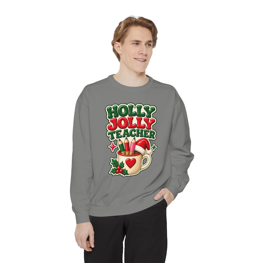 Holly Jolly Teacher Sweatshirt – Christmas Mug Holiday Teacher Gift