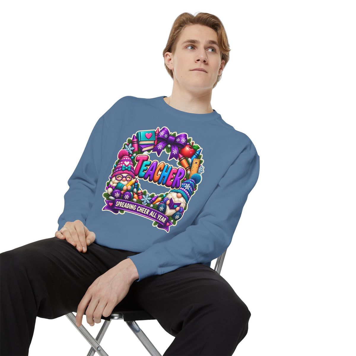 Teacher Spreading Gnomes Cheer All Year Christmas Sweatshirt