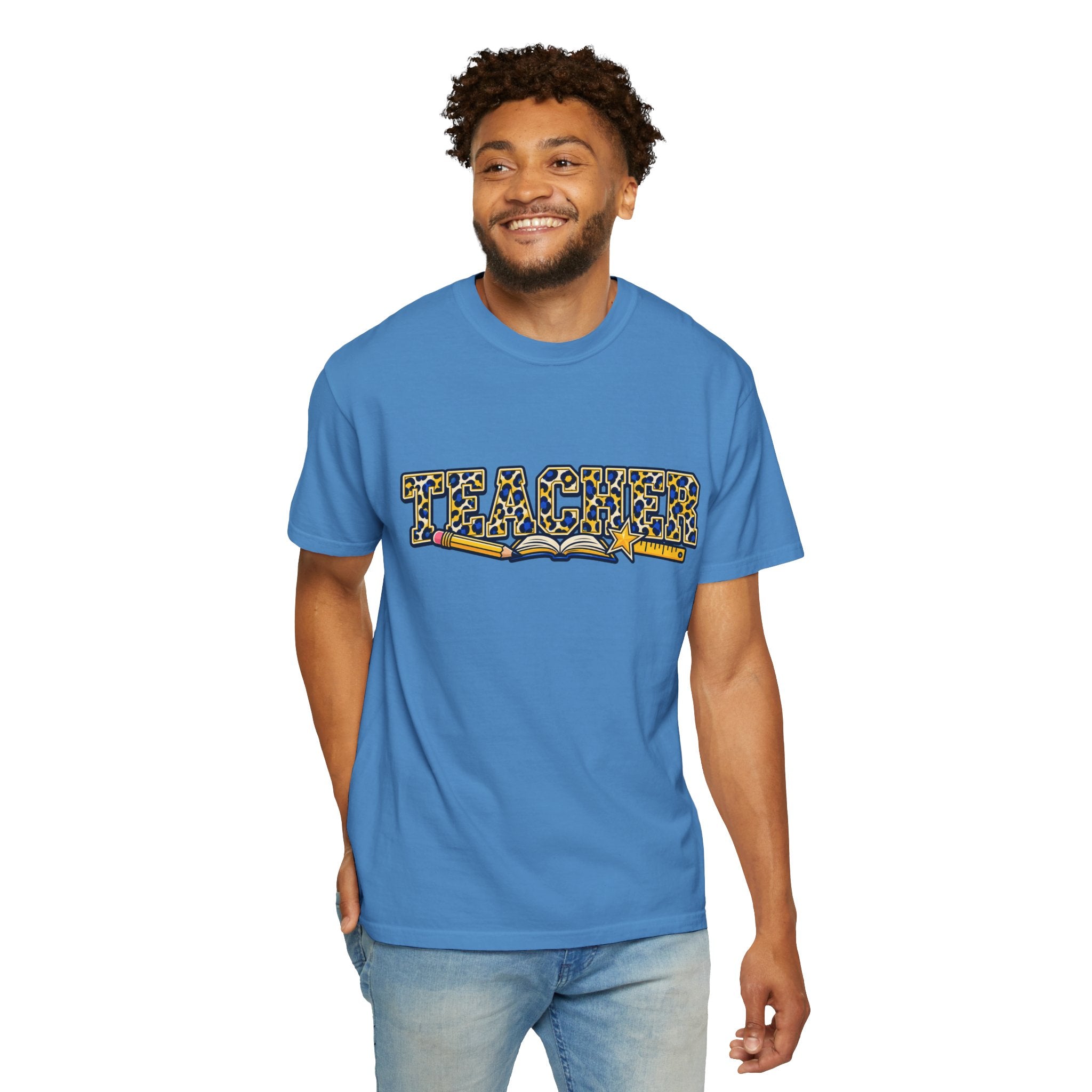 Leopard Print Teacher Comfort Colors® Heavyweight Tee 🍎✏️