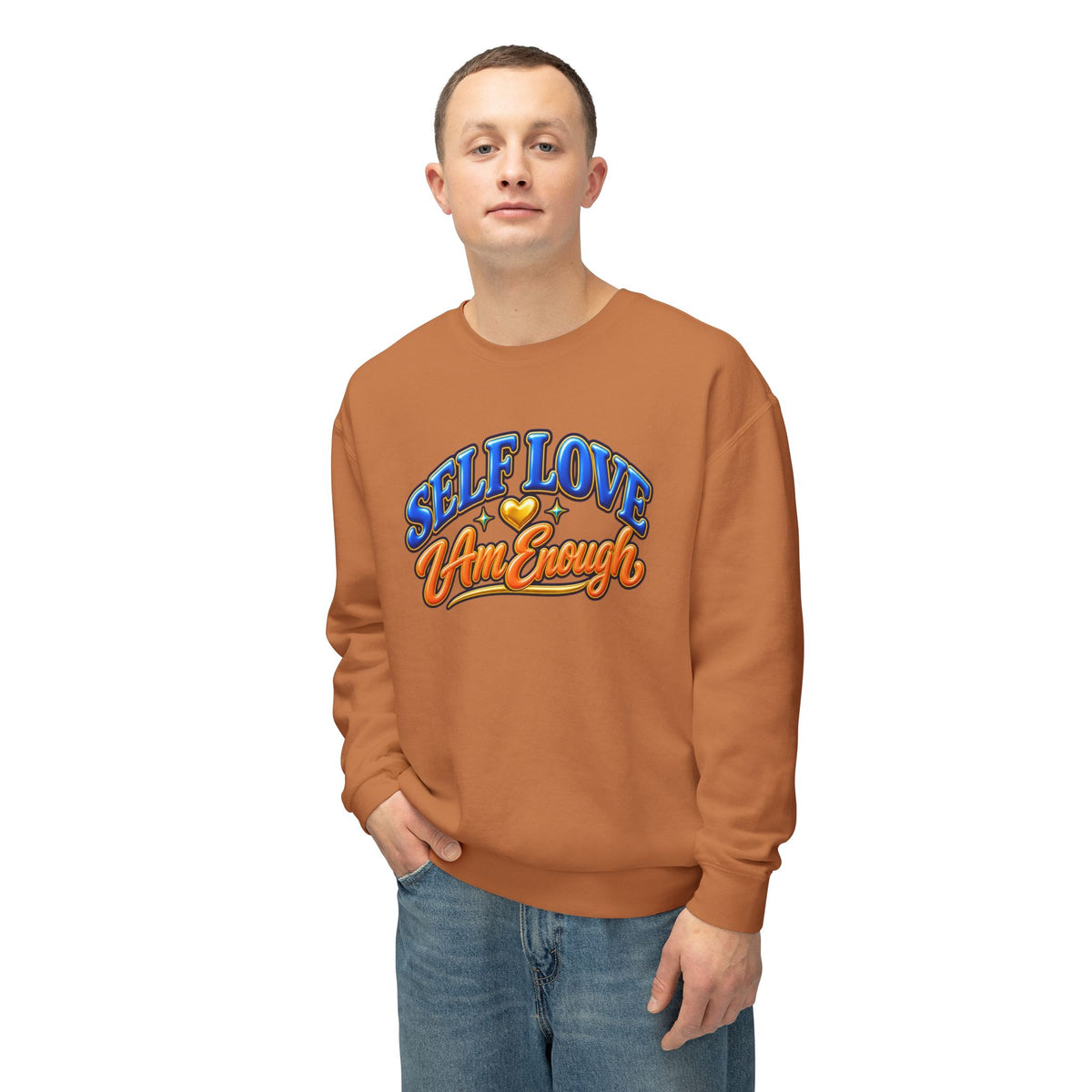 Self Love "I Am Enough" Crewneck Sweatshirt — Retro Positive Message Pullover