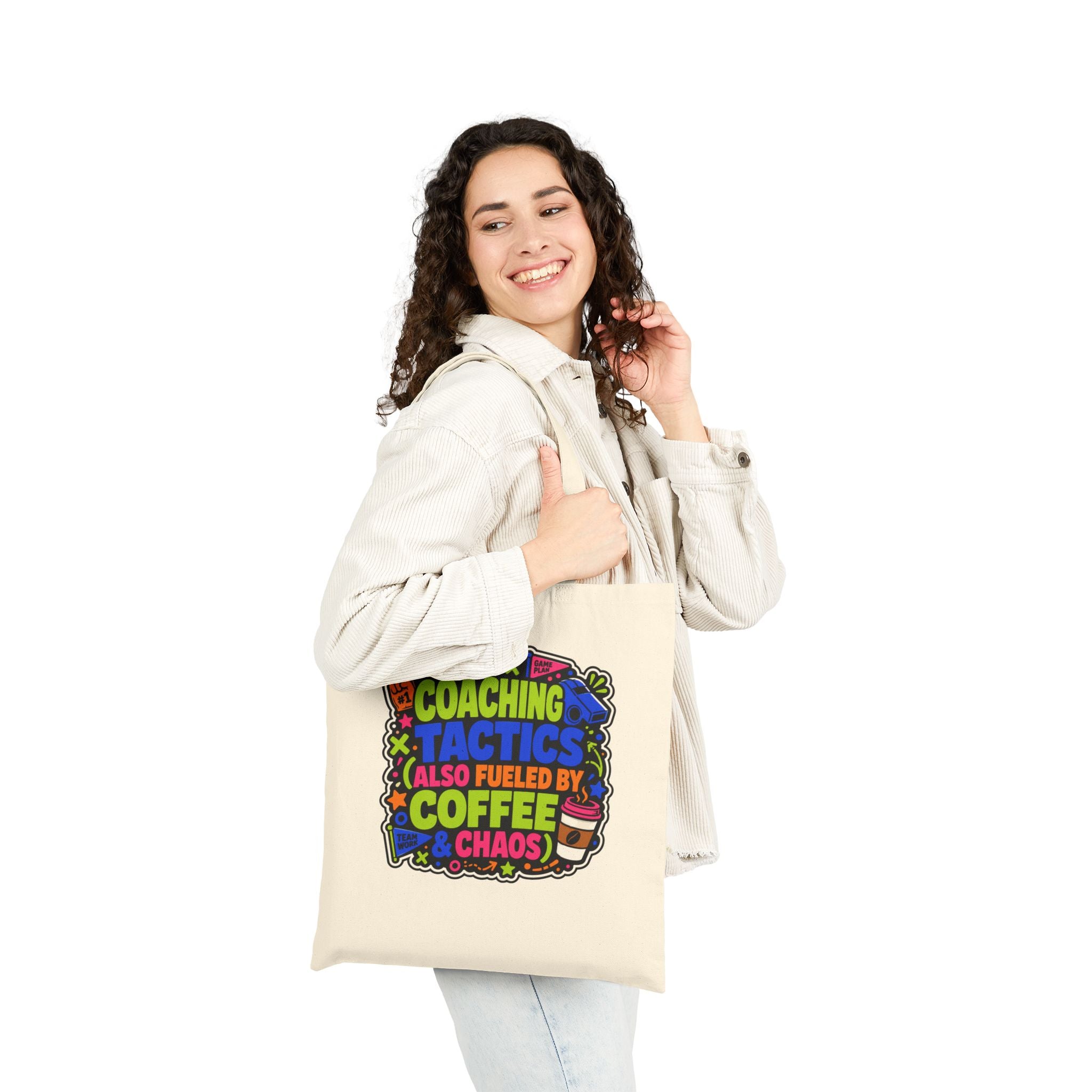 Coaching Tactics Fueled by Coffee and Chaos - Canvas Tote