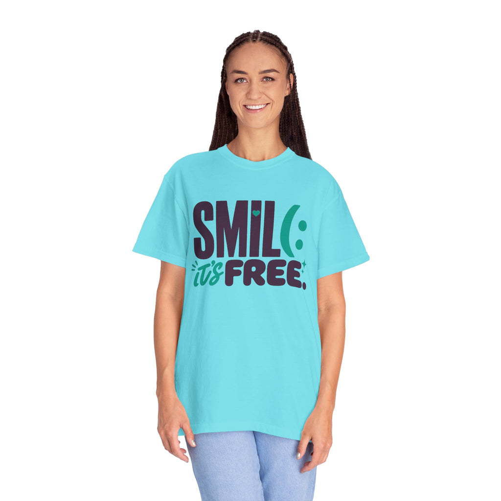 SMIL(: IT’S FREE. Plum & Teal Garment-Dyed Graphic Tee