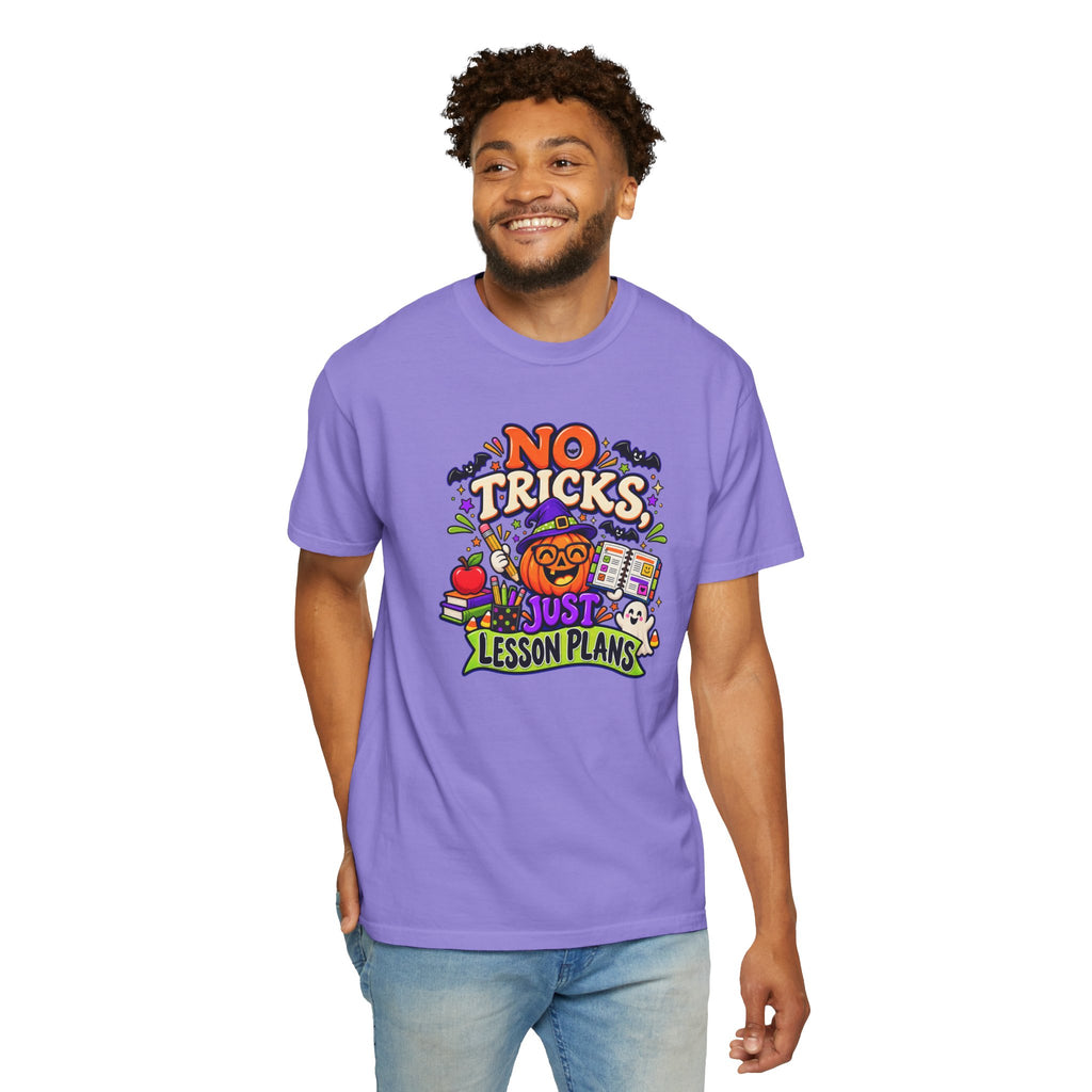 Halloween Teacher T-Shirt - "No Tricks, Just Lesson Plans"