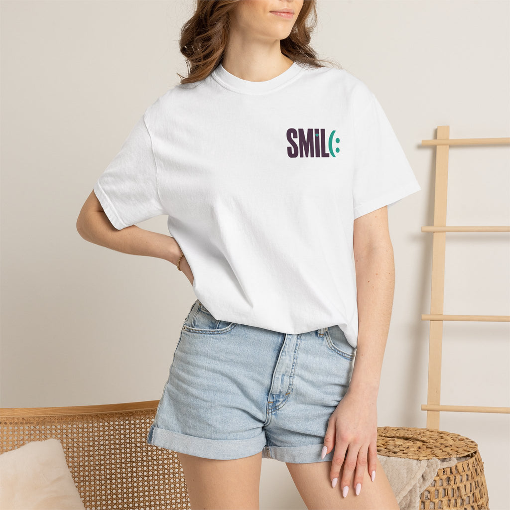 SMIL(: IT’S FREE. Front & Back Garment-Dyed Graphic Tee