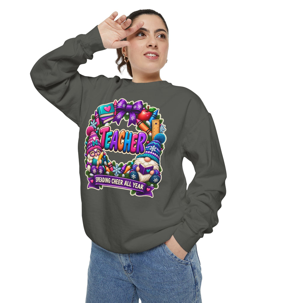 Teacher Spreading Gnomes Cheer All Year Christmas Sweatshirt
