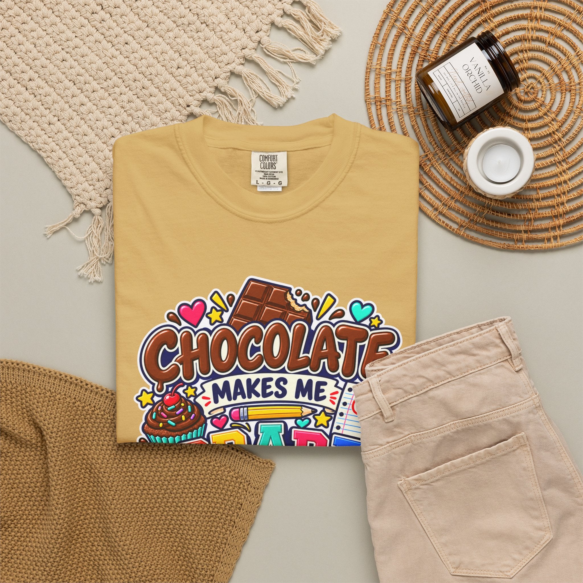 Chocolate Makes Me Grade Better Heavyweight Tee 🍫📚✏️